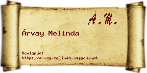 Árvay Melinda névjegykártya